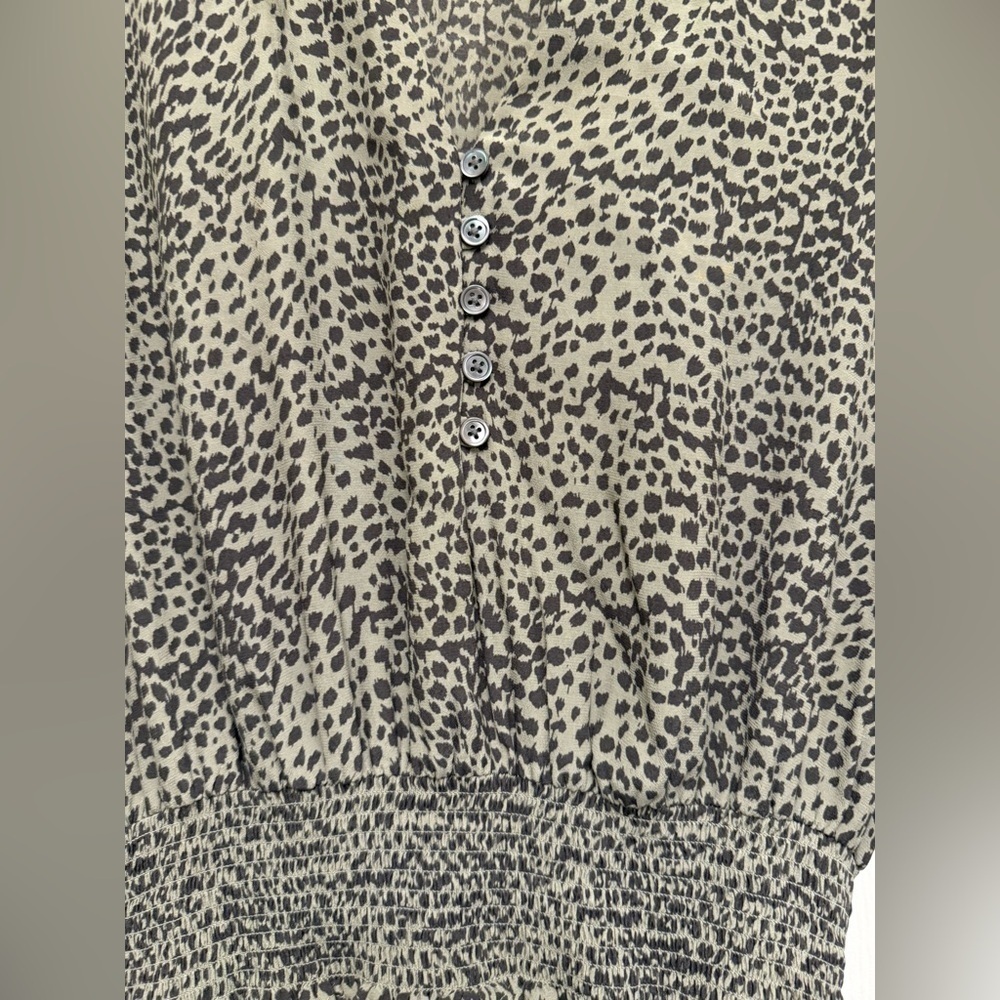 Rails Womens Karla Mini Dress S Olive Lynx Aminal Print Front Buttons - Picture 3 of 6